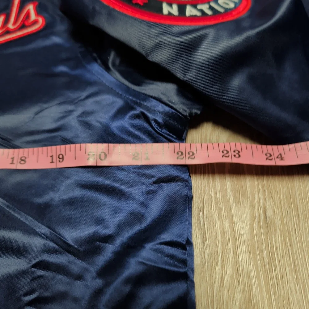 New Pro Standard Washington Nationals Blue Satin Varsity Bomber Jacket MLB Men S